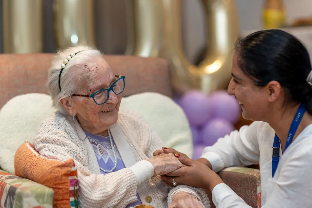 Older lady with carer